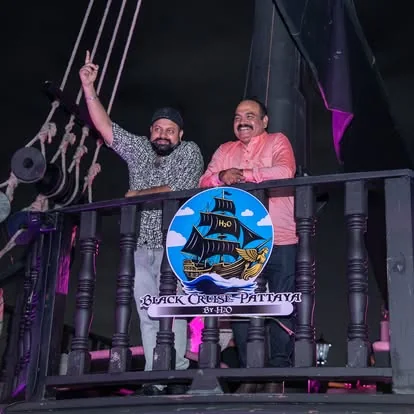 Guests enjoying the party on the Black Pearl pirate ship deck